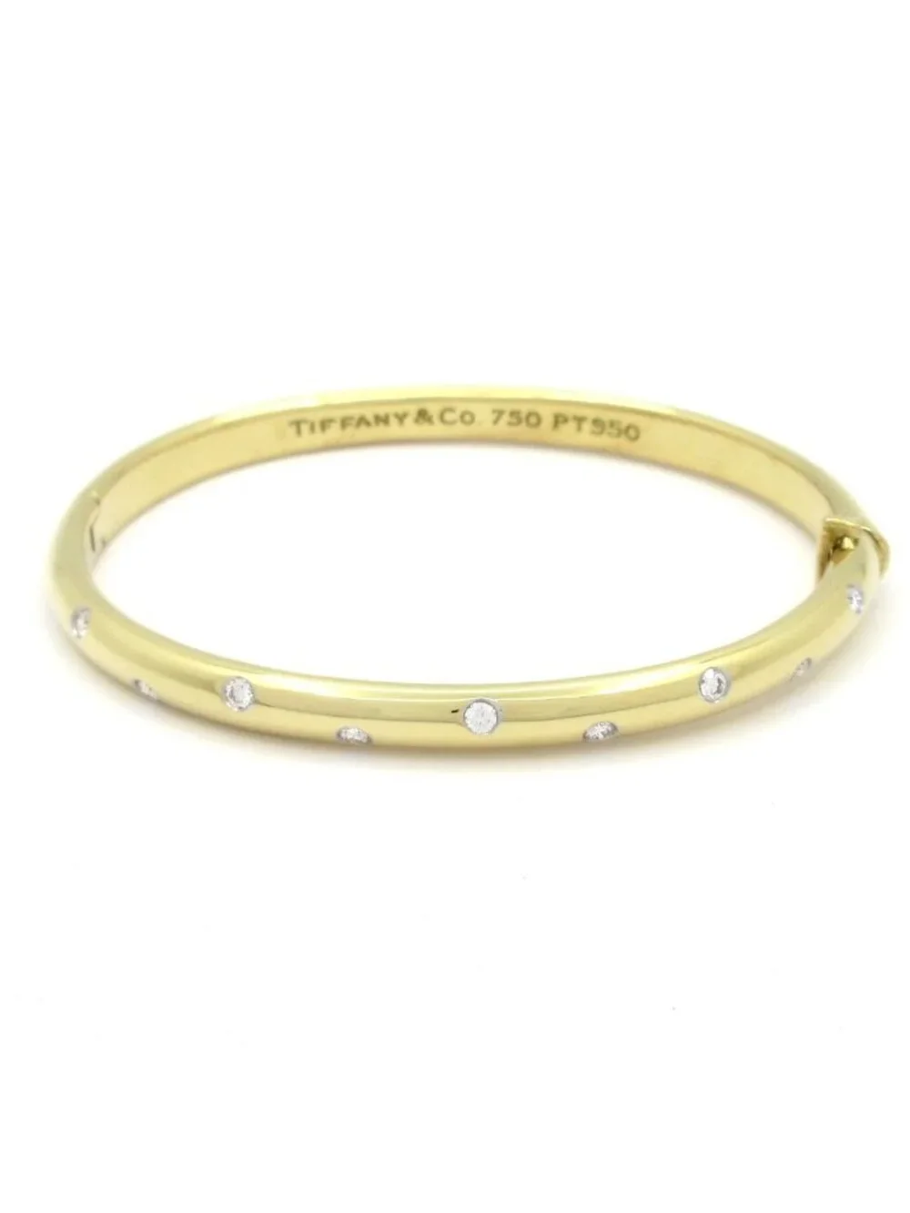 Tiffany & Co Bangle Dots 18k Yellow Gold Diamond 0.03 Carat Bracelet